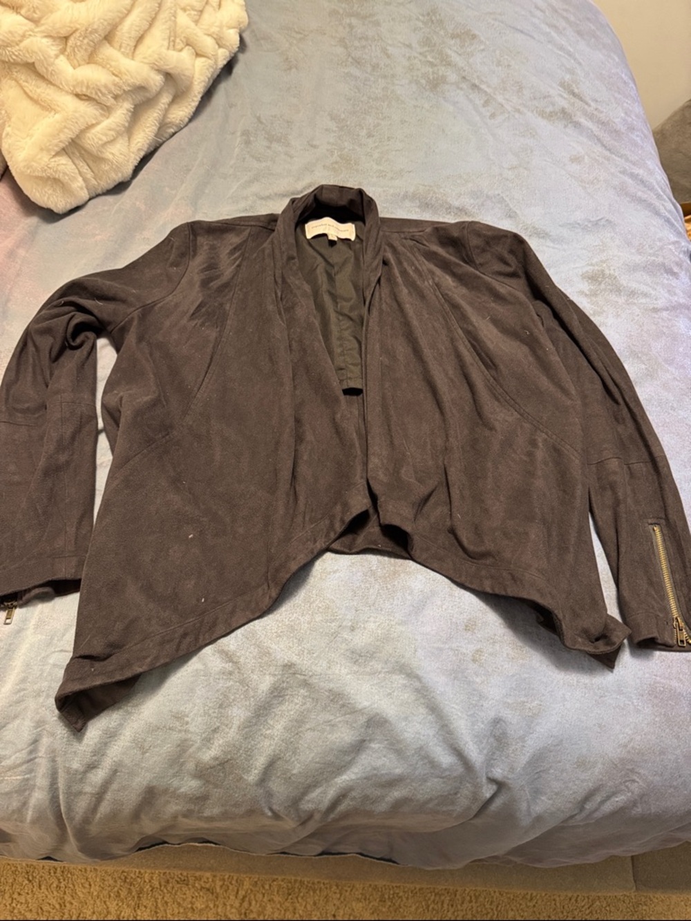 cupcakes & cashmere Black Draped Jacket with Zip Cuff Detail